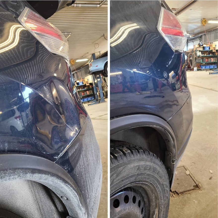 Automotive dent repair before and after in Durham Region Ontario